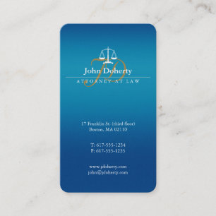 Blue Attorney at Law Classy Scales of Justice Business Card