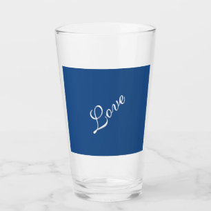 Blue Attractive Calligraphy Love Wedding Glass
