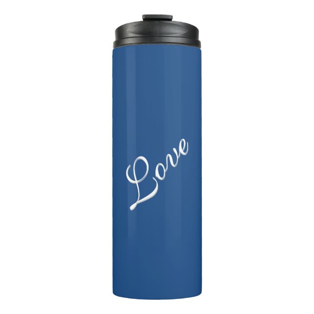 Blue Attractive Calligraphy Love Wedding  Thermal Tumbler (Front)