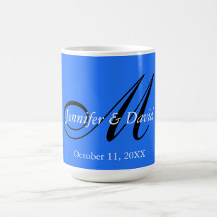 Blue Attractive Charming Monogram Wedding  Coffee Mug