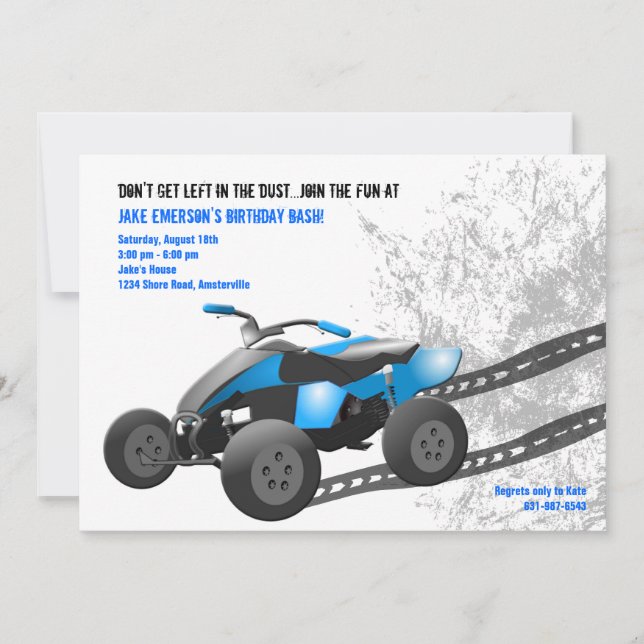 Blue ATV Invitation (Front)