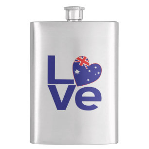 Blue Australia LOVE Flag Hip Flask
