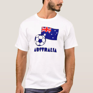 Blue Australia Soccer Ball and Flag T-Shirt
