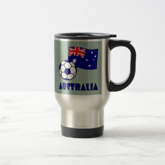 Blue Australia Soccer Ball Flag Green Background Travel Mug