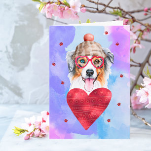 Blue Australian Shepherd Valentine's Day Gift Dog Card