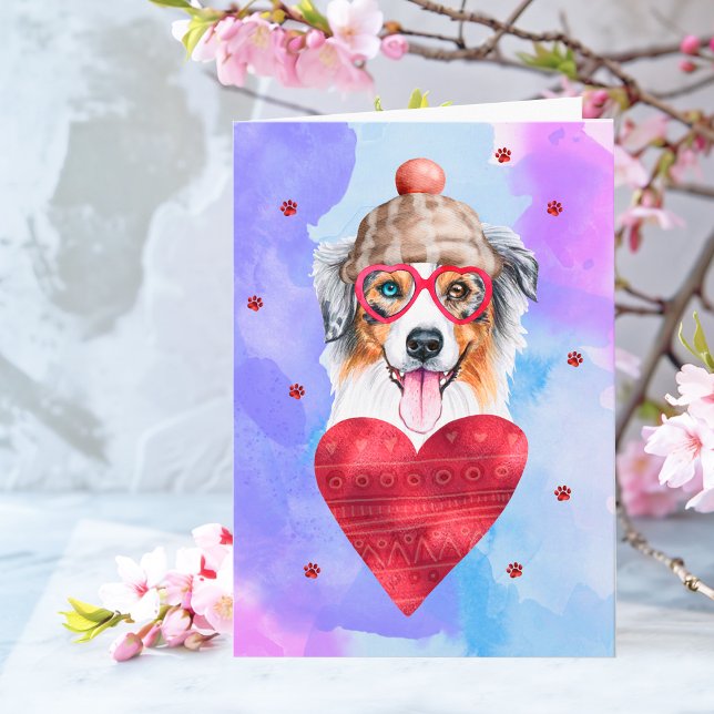 Blue Australian Shepherd Valentine's Day Gift Dog Card (Creator Uploaded)