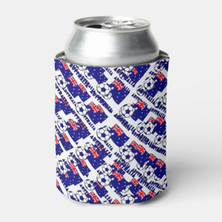 Blue Australian Soccer Ball and Flag Can Cooler