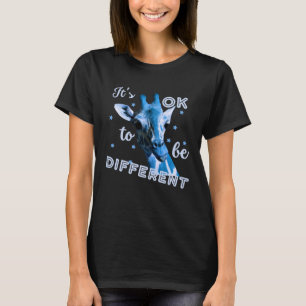 Blue Autism Awareness Cute Giraffe Its Ok To Be Di T-Shirt