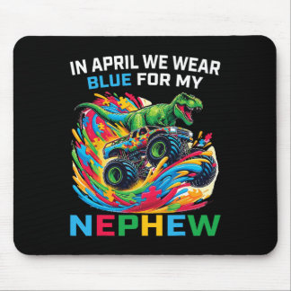 Blue Autism Awareness Nephew T Rex Monster Truck D Mouse Mat
