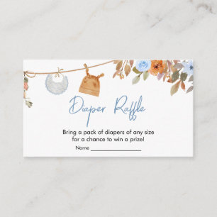 Blue Autumn Floral Pumpkin Baby Diaper Raffle Enclosure Card