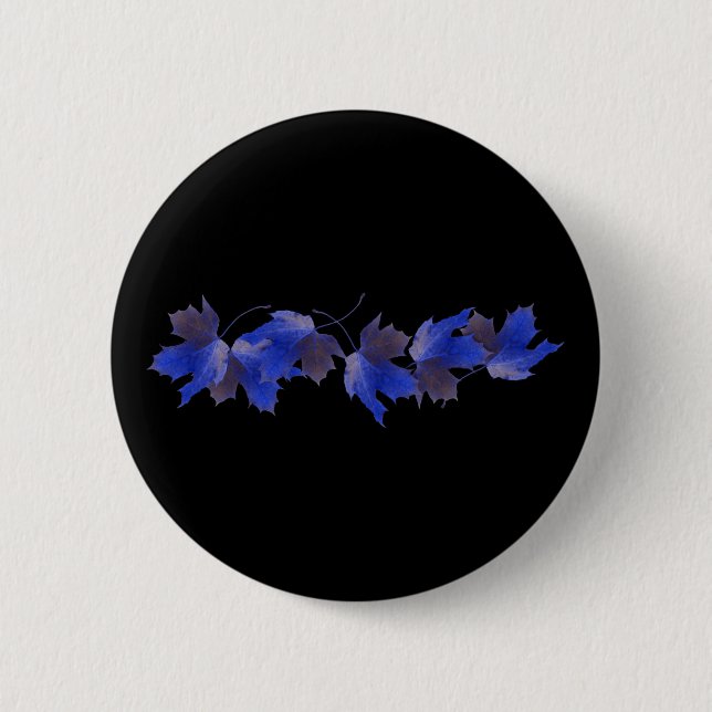 Blue Autumn Leaves 6 Cm Round Badge (Front)