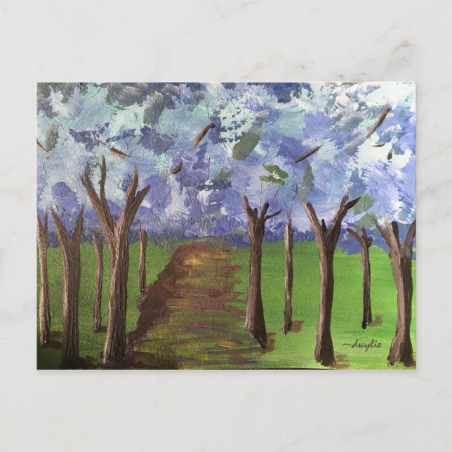 Blue Autumn Woods Postcard (Front)