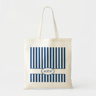 Blue Autumnal Stripes with monogram Tote Bag