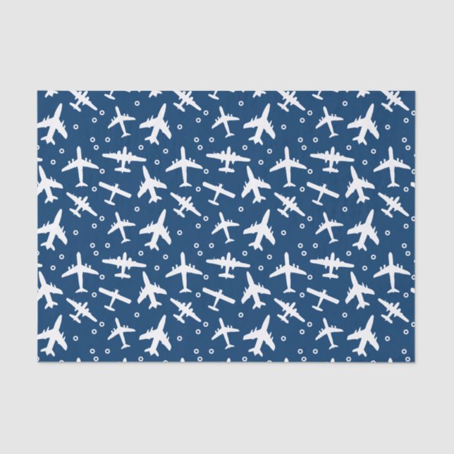 Blue Aviation Themed Aeroplane Pattern Tissue Paper (Front)