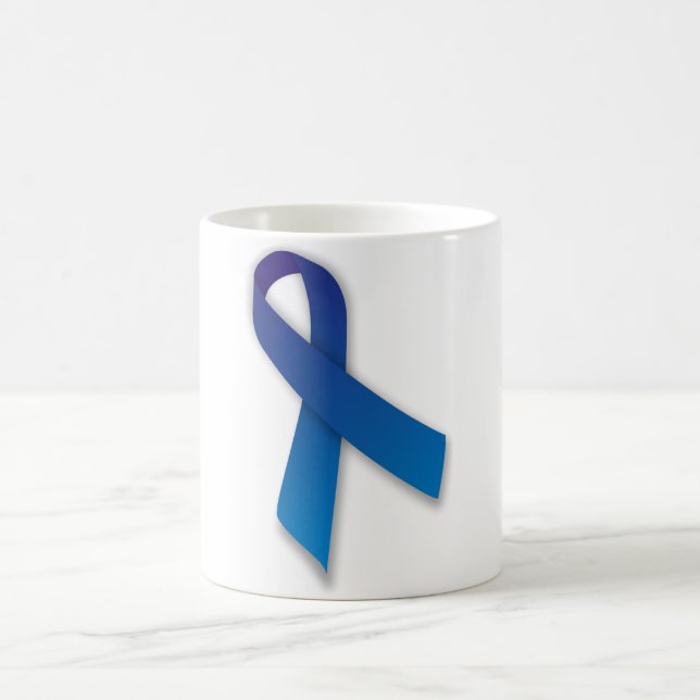 Blue Awareness and Remembrance Ribbon Coffee Mug (Center)