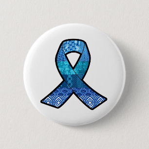 Blue Awareness Retro Ribbon 6 Cm Round Badge