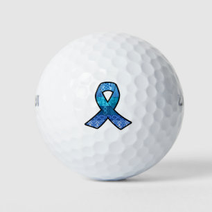 Blue Awareness Retro Ribbon Golf Balls