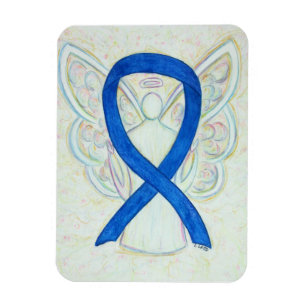 Blue Awareness Ribbon Angel Art Magnet