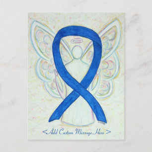 Blue Awareness Ribbon Angel Custom Art Postcard