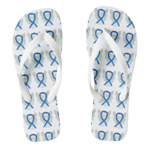 Blue Awareness Ribbon Angel Custom Flip Flops