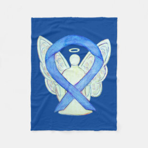 Blue Awareness Ribbon Angel Custom Soft Blanket