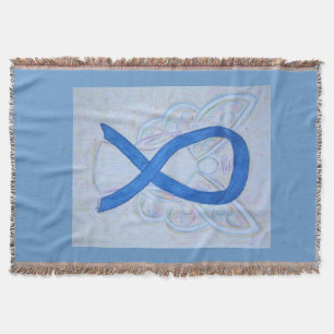 Blue Awareness Ribbon Angel Custom Throw Blanket
