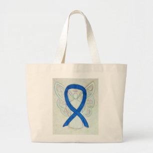 Blue Awareness Ribbon Angel Custom Tote Bag