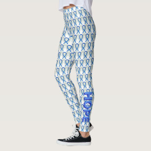 Blue Awareness Ribbon Angel Custom Word Leggings