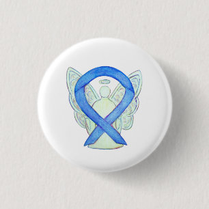 Blue Awareness Ribbon Angel Customised Button Pins