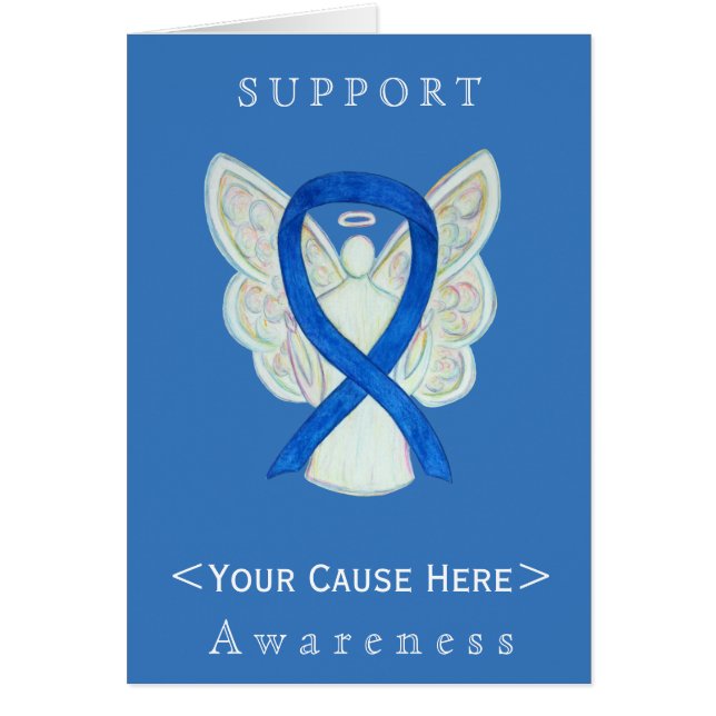 Blue Awareness Ribbon Angel Customised Card (Front)