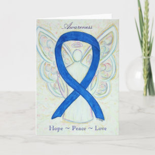 Blue Awareness Ribbon Angel Holiday Greeting Card