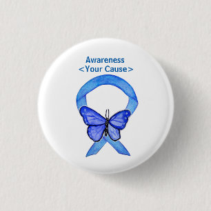 Blue Awareness Ribbon Art Customised Message Pins