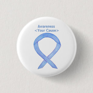 Blue Awareness Ribbon Art Customised Message Pins