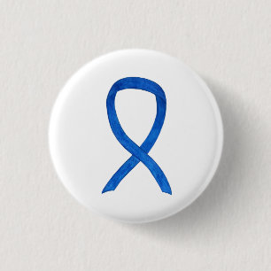 Blue Awareness Ribbon Art Customised Message Pins