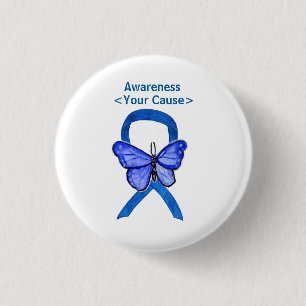 Blue Awareness Ribbon Art Customised Message Pins