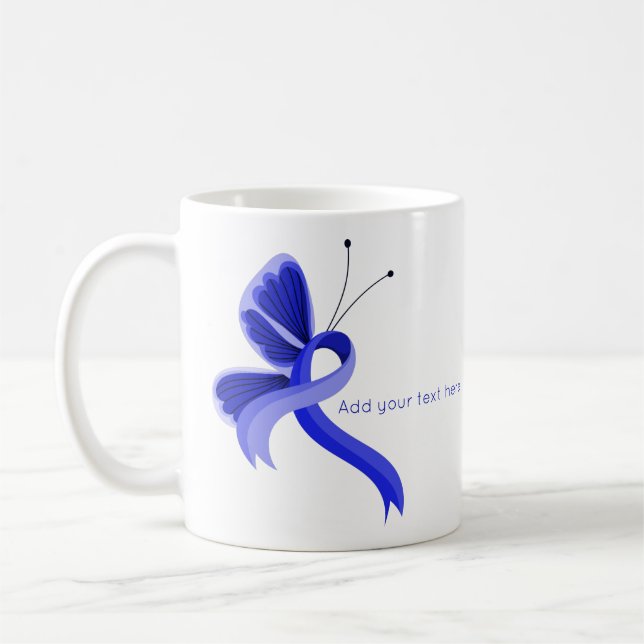 Blue Awareness Ribbon Butterfly Coffee Mug (Left)