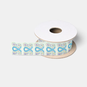Blue Awareness Ribbon Butterfly Custom Art Ribbons Satin Ribbon