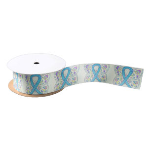 Blue Awareness Ribbon Butterfly Custom Ribbons Satin Ribbon