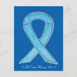 Blue Awareness Ribbon Custom Postcard