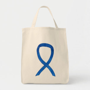 Blue Awareness Ribbon Custom Tote Bag