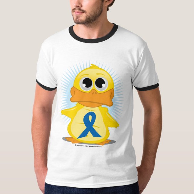 Blue Awareness Ribbon Duck T-Shirt (Front)