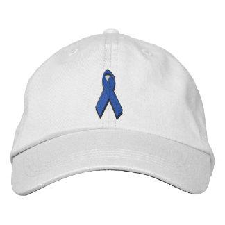 blue awareness ribbon embroidered hat