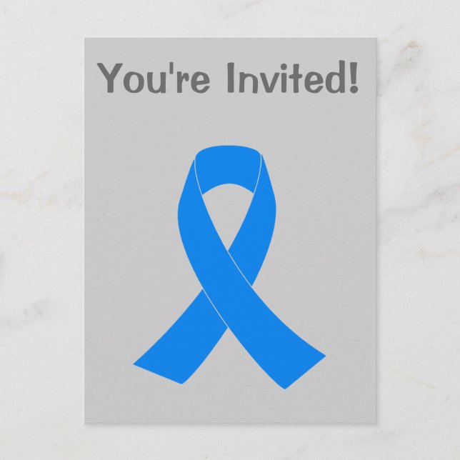 Blue Awareness Ribbon Invitation Postcard (Front)