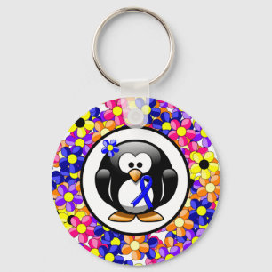 Blue Awareness Ribbon Penguin Key Ring