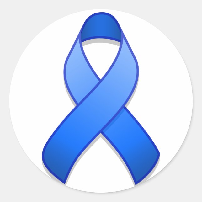 Blue Awareness Ribbon Round Sticker (Front)