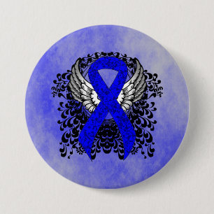 Blue Awareness Ribbon with Wings 7.5 Cm Round Badge