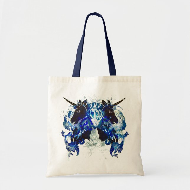 Blue Awesomeness with Unicorns Tote Bag (Front)