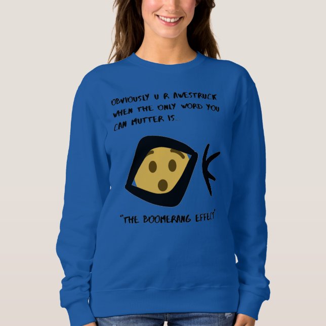 Blue 'Awestruck'   Basic Boomeranged Sweatshirt (Front)