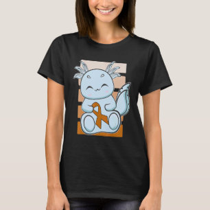Blue Axolotl With Orange Ribbon For Leukemia Aware T-Shirt
