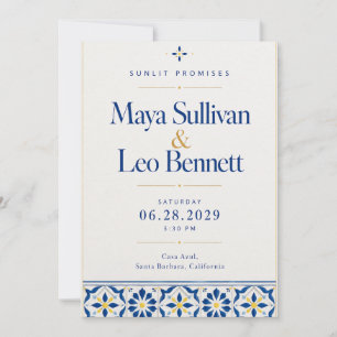 Blue Azulejo Tile Wedding Invitation